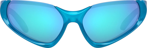 Balenciaga Metallic Blue Sport Wrap Sunglasses