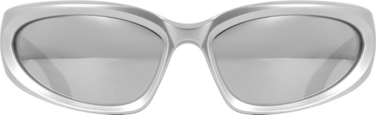 Balenciaga Metallic Silver Oval Sport Sunglasses