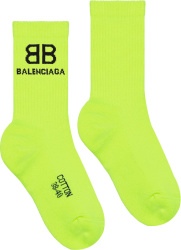 Balenciaga Neon Yellow Bb Corporated Logo Socks 6569674a8b47200
