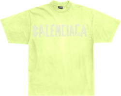 Balenciaga Neon Yellow Tape Logo T Shirt