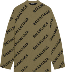 Olive Green & Black Diagonal Logo Sweater