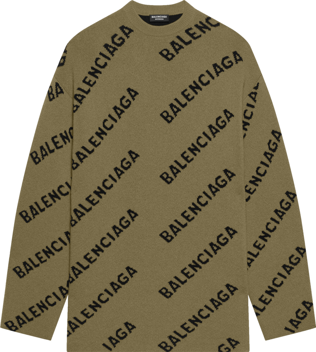 Balenciaga Olive Green & Black Diagonal Logo Sweater | Incorporated Style