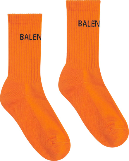 Balenciaga Orange And Black Logo Tennis Socks