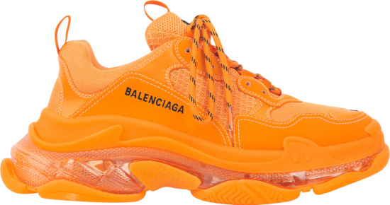 Balenciaga Orange And Clear Sole Triple S Sneakers