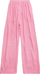 Balenciaga Pink Allover Logo Silk Baggy Pants