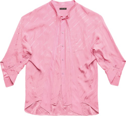 Balenciaga Pink Allover Silk Button Up Shirt