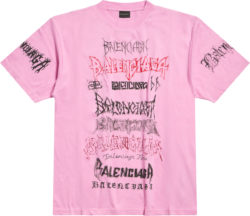 Balenciaga Pink Diy Metal Logos T Shirt