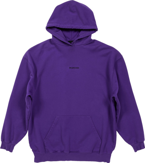Balenciaga Purple Medium Fit Small Logo Hoodie