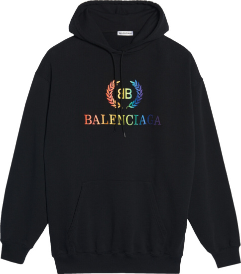 Balenciaga Rainbow Logo Print Hoodie