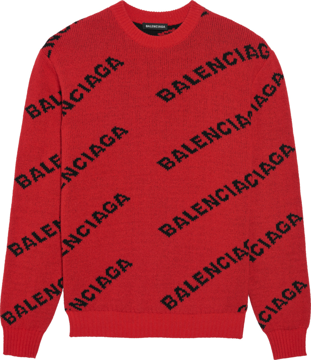 Balenciaga Red & Black Diagonal Logo Sweater | Incorporated Style