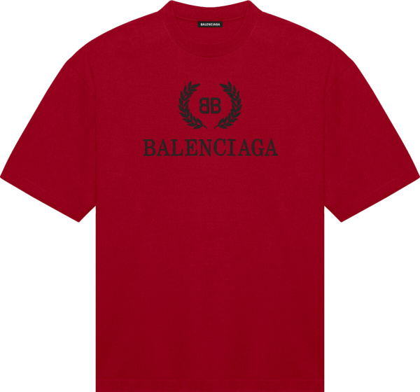 Balenciaga Red And Black Logo T Shirt
