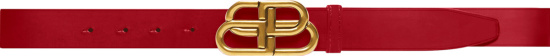 Balenciaga Red And Gold Interlock Bb Logo Buckle Belt