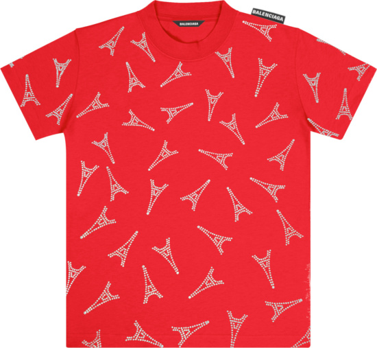 Balenciaga Red Fuel Gauge Print T Shirt