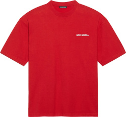 Balenciaga Red Meidum Fit Logo T Shirt