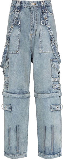 Balenciaga Washed Blue Denim Raver Cargo Jeans