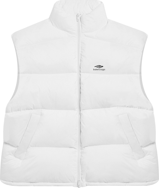 Balenciaga White 3b Sports Icon Down Vest