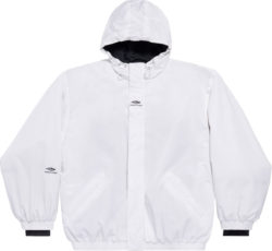 Balenciaga White 3b Sports Icon Logo Hooded Ski Jacket