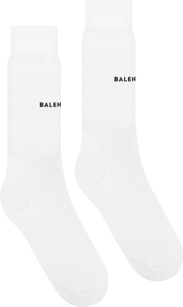 Balenciaga White And Black Logo Knee High Socks