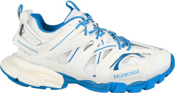 Balenciaga White And Neon Blue Track Sneakers