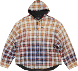 Balenciaga White And Red Bleached Flannel Overshirt