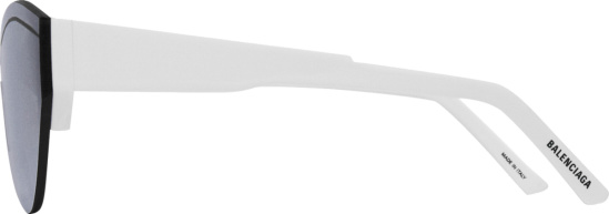 Balenciaga White And Silver Monolens Ski Cat Sunglasses