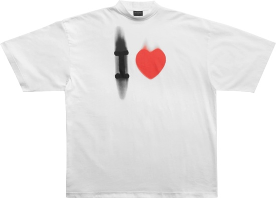 Balenciaga White Blurry I Heart Logo T Shirt