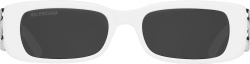 Balenciaga White Crystal Bb Logo Rectangular Sunglasses