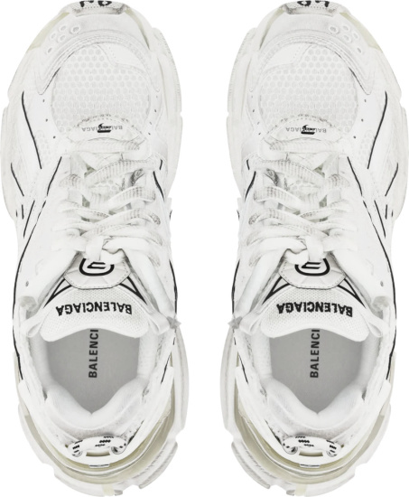 Balenciaga White Distressed Runner Sneakers