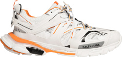 Balenciaga White Orange And Black Trim Track Sneakers