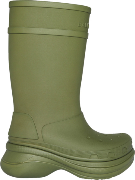 Balenciaga X Crocs Olive Green Rubber Boots