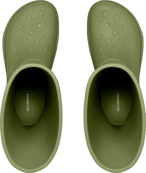 Balenciaga X Crocs Olive Green Tall Rubber Boots