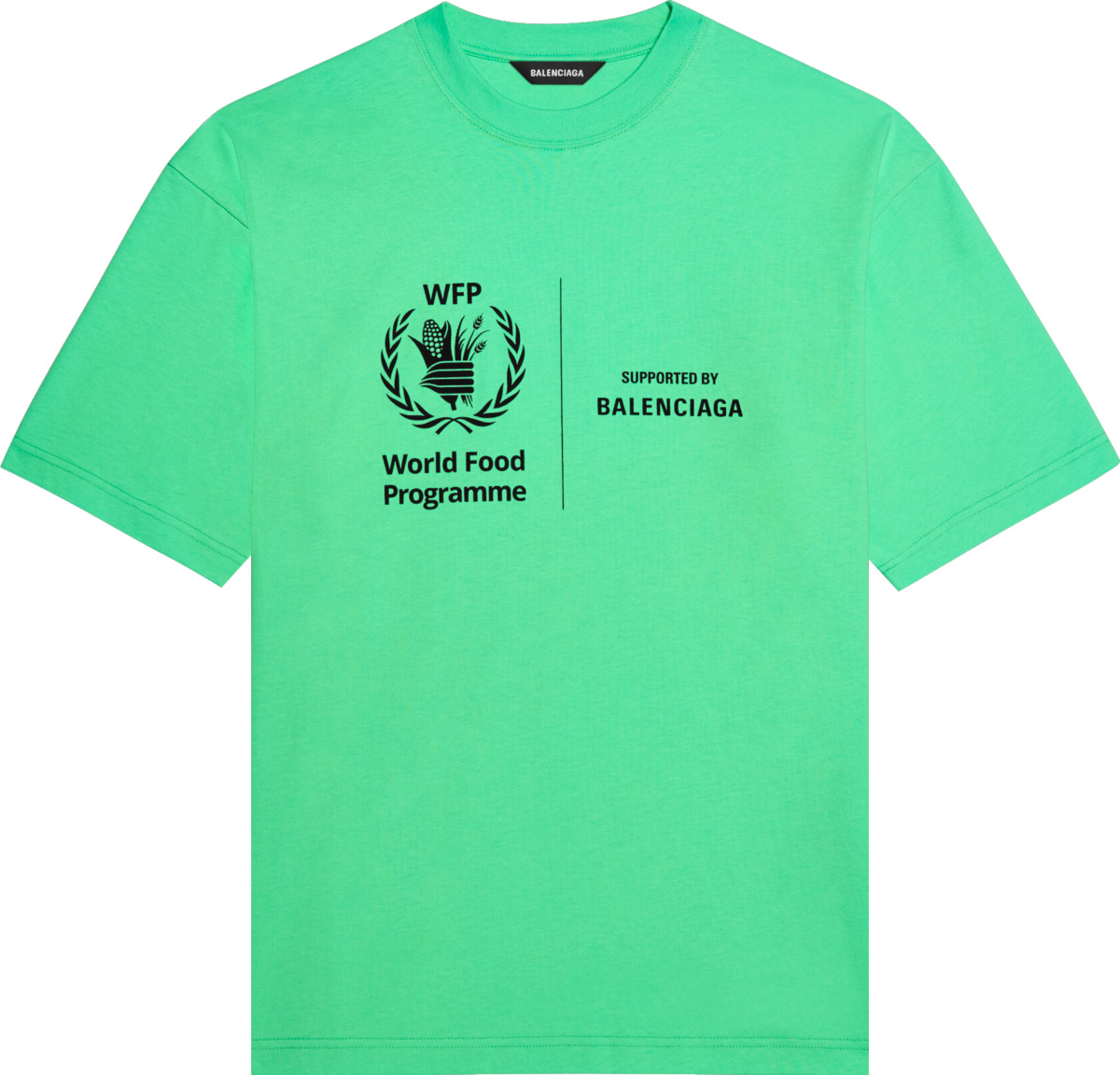 Balenciaga Neon Green 'World Food Programme' T-Shirt | Incorporated Style