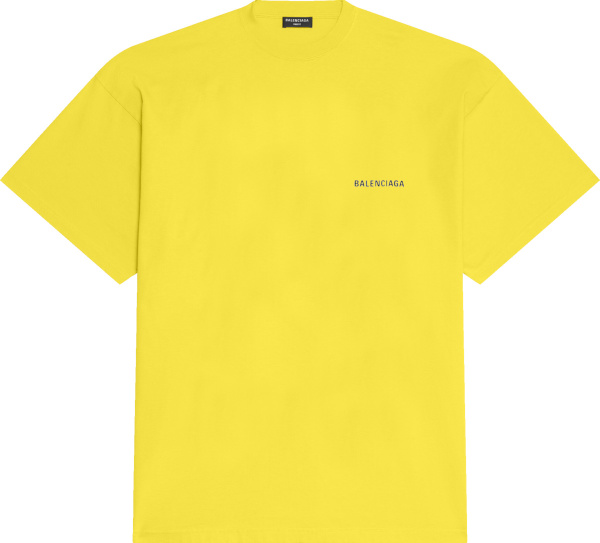 Balenciaga Yellow And Black Logo Print Tee