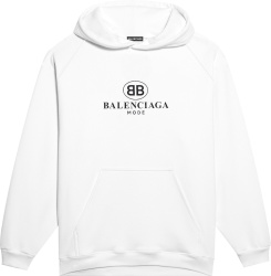 Balenciage White Bb Mode Logo Hoodie