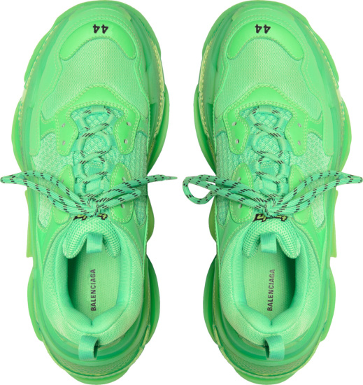 Balenciga Neon Green Clear Sole Triple S Sneakers