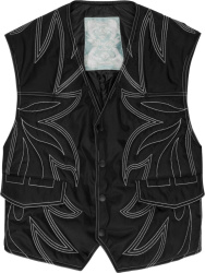 Bally Black Western Embroidered Padded Vest