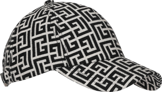 Balmain Ivory And Black Cap With Monogram Pattern