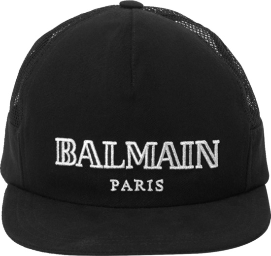 Balmain Black Outlined-Logo Trucker Hat | INC STYLE