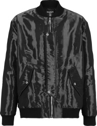Balmain Black Shimmering Bomber Jacket