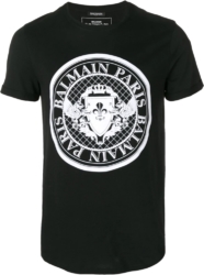 Balmain Logo Seal Print Black T Shirt