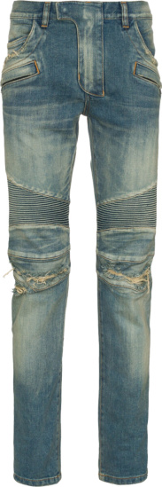Balmain Blue Distressed Biker Jeans | Incorporated Style