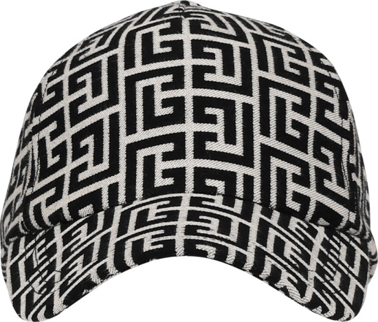 Balmain White And Allover Black Monogram Hat