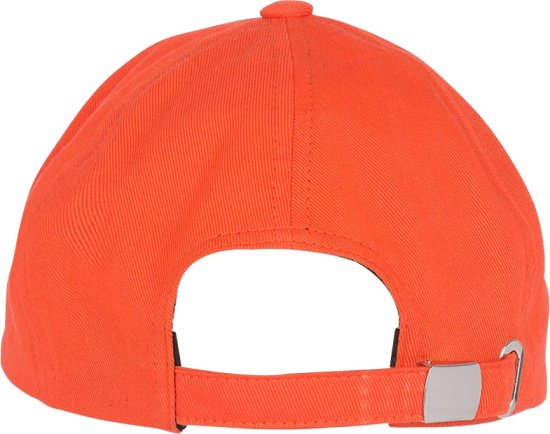 Balmain White And Orange Logo Embroidered Baseball Cap