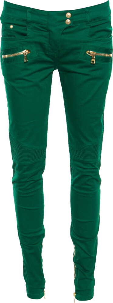 Balmain Green Biker Skinny Jeans INC STYLE
