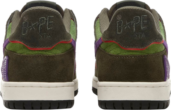 Bape Bapesta Sk8 Dark Green Suede And Purple Sneakers