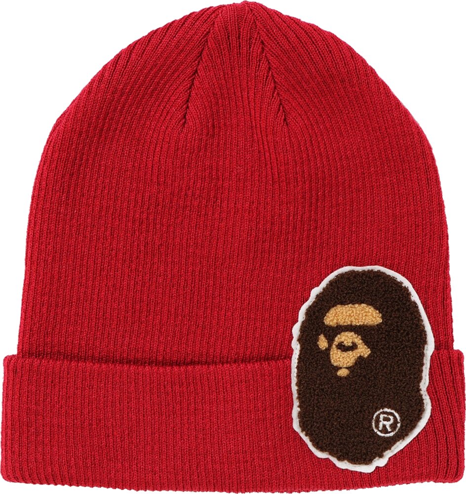 BAPE Big Ape Head Patch Red Beanie | Incorporated Style