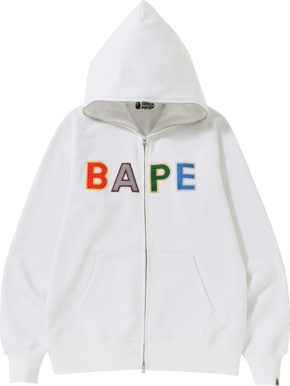 BAPE Multicolor Logo Patch White Hoodie | Incorporated Style