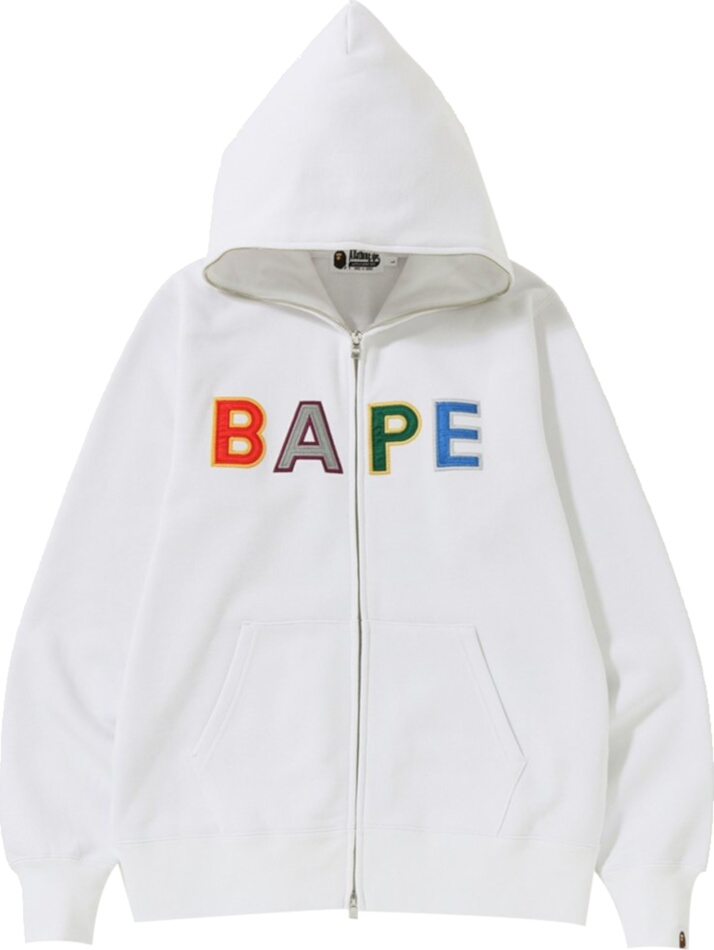 BAPE White & Multicolor-Logo Zip Hoodie | Incorporated Style
