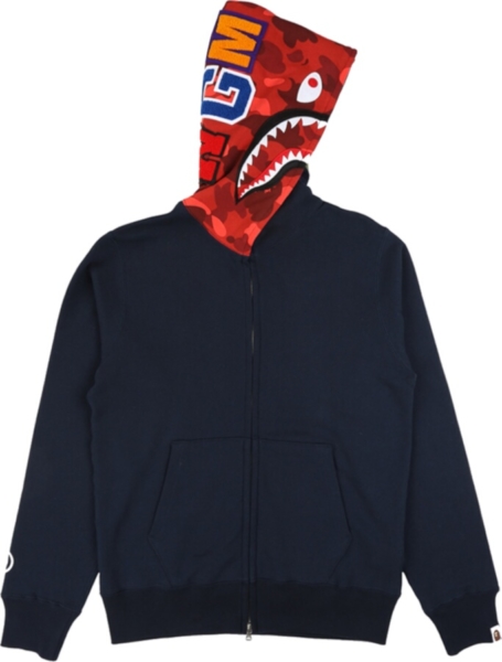 Bape Navy Zip Up Shark Hoodie