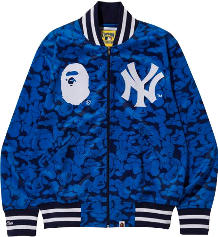Bape New York Yankees Blue Abc Camo Bomer Jacket